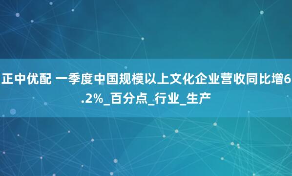 正中优配 一季度中国规模以上文化企业营收同比增6.2%_百分点_行业_生产